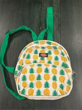 Dickies White Pineapple Print Mini Backpack with Green Straps